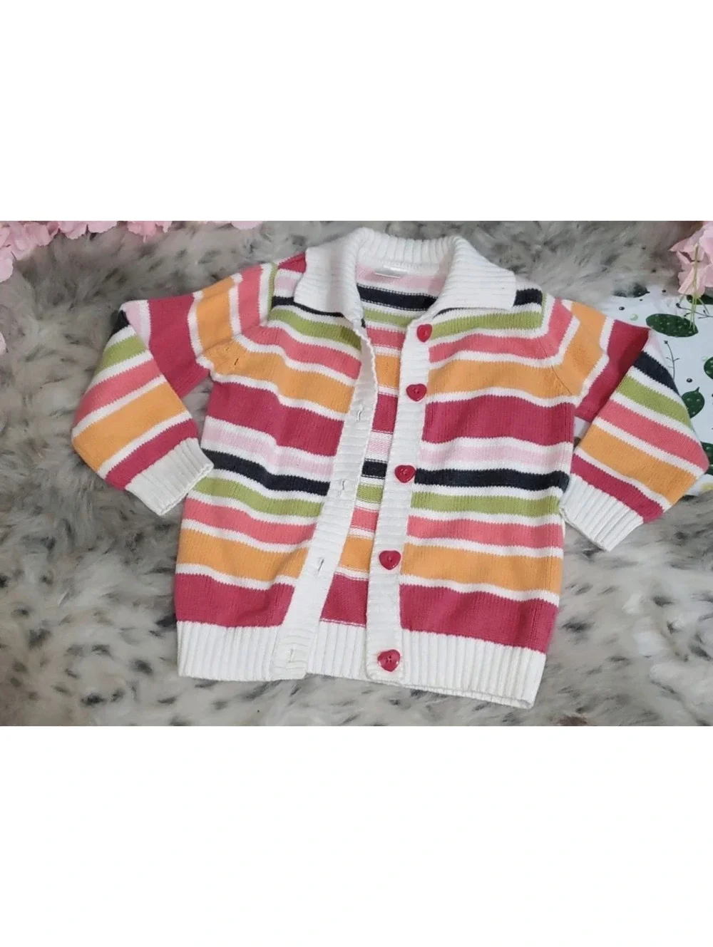 Gymboree vibrate rainbow striped cotton cardigan girls XS